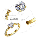 Yaresul 925 Sterling Silver Promise Ring for Her, Gold Heart Rings Size 7