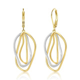Two Tone Twisted Line Drop Earrings for Women Gold and Silver Earrings