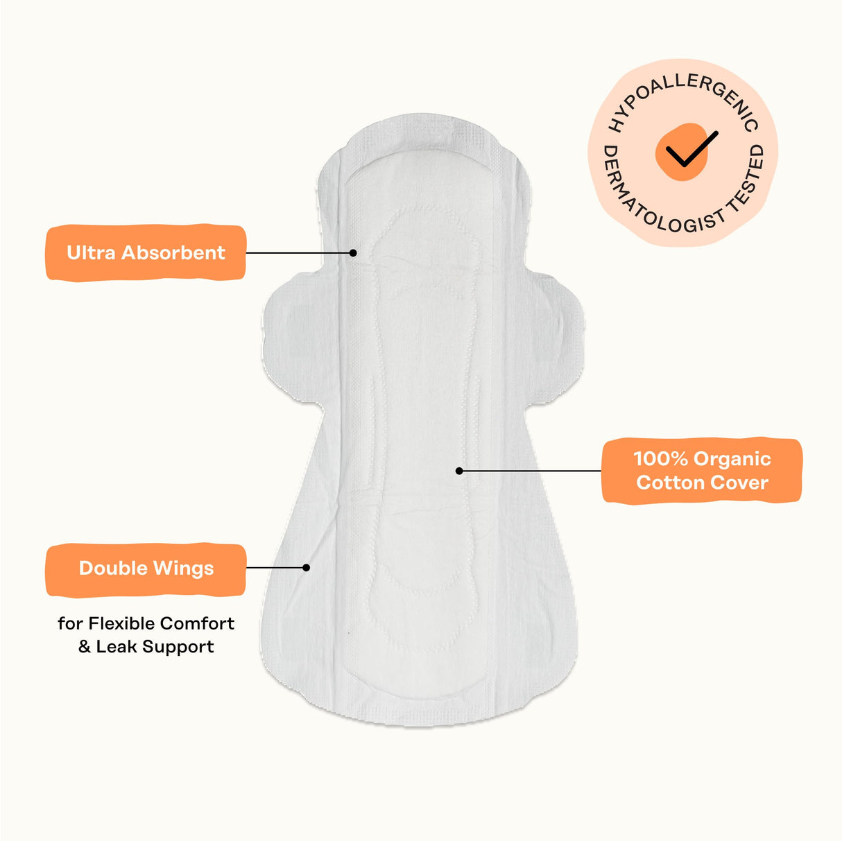 The Honey Pot Company - 64ct - Sanitary Pads for Women - Non-Herbal Super w/Wings - Organic - Cotton Cover, & Ultra-Absorbent Pulp Core - Feminine Care - FSA & HSA