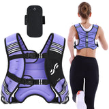 Weighted Vest for Men and Women: Sportneer 15lbs Weight Vest with Reflective Stripe Running Vest with Pocket for Workout Strength Training Fitness Muscle Building Weight Loss Weightlifting Purple