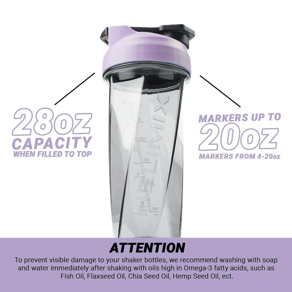 HELIMIX 2.0 Vortex Blender Shaker Bottle Holds upto 28oz | No Blending Ball or Whisk | USA Made | Portable Pre Workout Whey Protein Drink Shaker Cup | Mixes Cocktails Smoothies Shakes | Top Rack Safe