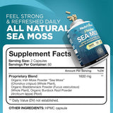 Nutrivein Organic Sea Moss 1600mg Plus Bladderwrack & Burdock - 120 Capsules - Prebiotic Super Food Boosts The Immune System & Digestive Health - Thyroid, Healthy Skin, Keto Detox, Gut, Joint Support