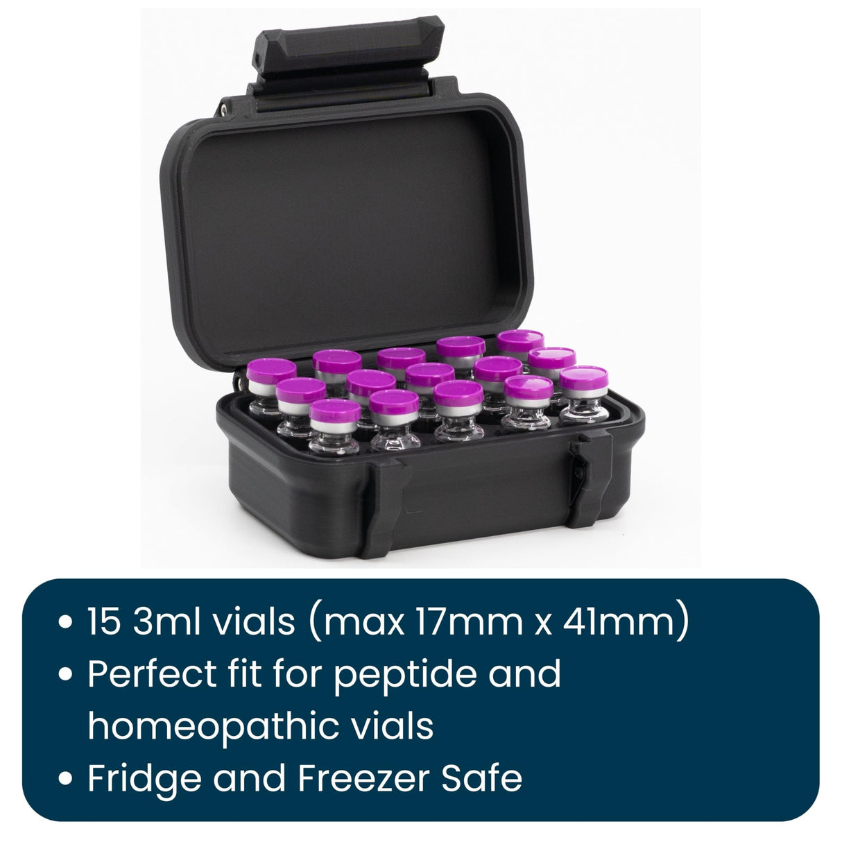 3ml Vial Case for Peptide Vials | Rugged Fridge and Freezer Safe Case
