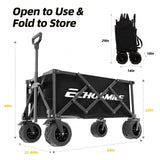 EchoSmile Wagons Carts Foldable Heavy Duty with 400Lbs Wt, 200L Cap, Black
