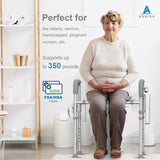 Agrish Raised Toilet Seat with Handles - FSA/HSA Eligible Cozy Padded Elevated Medical Toilet Seat Risers for Seniors, 350lb Adjustable Handicap Toilet Riser - Gray