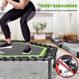 ONETWOFIT 42"/45" Rebounder Trampoline for Adults, Silent Mini Trampoline Indoor Exercise Fitness Trampoline Bungee Rebounder Workout Max Load 330lbs (45IN-Green-with-Handle)