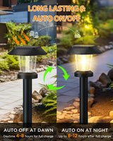 Pywut Solar Pathway Lights Outdoor - 8 Pack Solar Powered Garden Lights Waterproof IP65, Decor Landscape Lighting with Three Lighting Modes for Yard, Lawn, Walkway, Driveway, Warm White