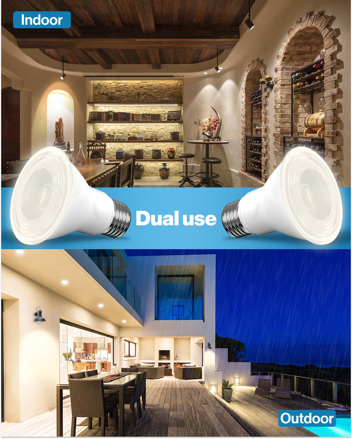 Sunco 10 Pack PAR20 LED Bulbs 50W Equivalent 7W Dimmable, CRI90 3000K Warm White 470 Lumens E26 Medium Base IP65 Waterproof Indoor Outdoor Home Residential Super Bright Wide Area Flood Light - UL