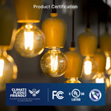 FLSNT G16.5 Dimmable LED Candelabra Bulbs 60W Equivalent, LED E12 Chandelier Light Bulbs, 550LM, CRI90, 5.5W, AC 120V, 6 Pack, 2700K Soft White