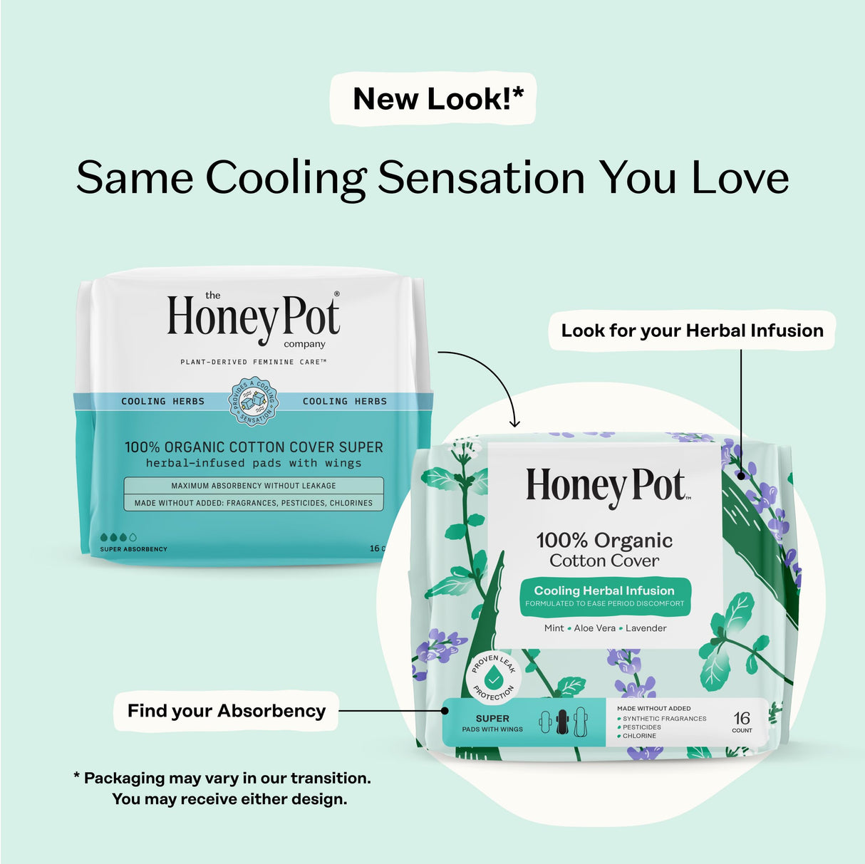 The Honey Pot Company - 64ct - Herbal Pads for Women - Super w/Wings - Infused w/Essential Oils for Cooling Effect, Organic Cotton Cover, & Ultra-Absorbent Pulp Core - Feminine Care - FSA & HSA
