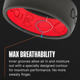 Groove Life Silicone Ring for Men, Rubber Wedding Band, Edge Black/Red 11