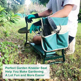 BESTHLS Garden Kneeler and Seat - Heavy Duty Folding Stool with Thick Pad, Tool Pouch, 330 lbs Capacity - Knee & Back Support, Perfect for Seniors, Women, Men