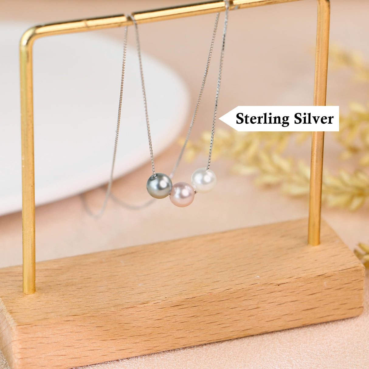 Sereney Sterling Silver Grandma Necklace as Christmas Gifts for Grandma, 3 Generations Necklace for Mom Gigi Gifts, Pearl Strands Necklaces Grandmother Jewelry, Nana Gift for Mom from