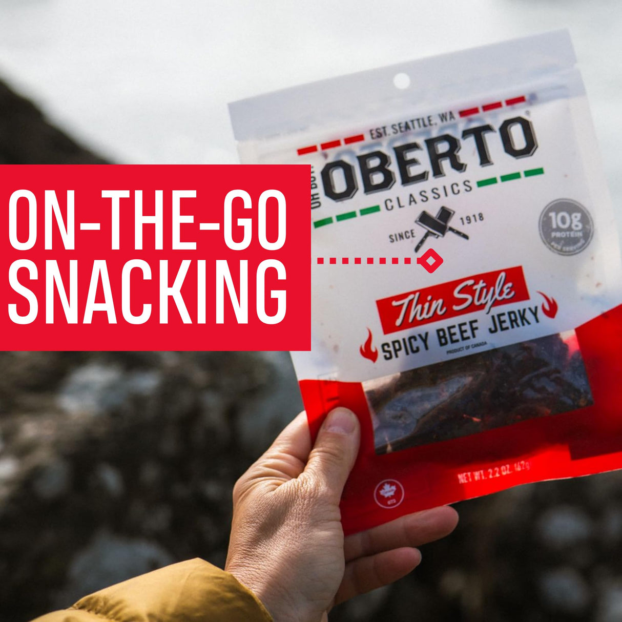 Oberto Classics Thin Style Beef Jerky, Spicy Flavor, No Artificial Ingredients, High Protein, Gluten Free, Wood Smoked, Premium Steak Beef Jerky High Protein Snacks, 2.2 Ounce (Pack of 8)