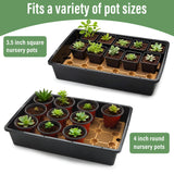 5 Pack Nursery Pots Trays with Removable Mesh Drainage Mat, Plastic Seed Starter Trays (17"x12"x3.5") with Drainage Hole, Propagation Kit for Seedlings, Microgreens, Plant Germination (Black)