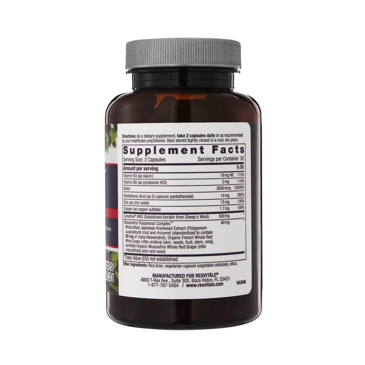 ResVitale Keratin Hair Enhance - Keratin Supplement for Hair Growth - 60 Capsules