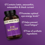 Dr. Mercola Eye Support - Supports Eye & Vision Health - with Lutein, Zeaxanthin, Organic Astaxanthin & Black Currant - Non-GMO, Gluten-Free & Soy Free - 90 Capsules (90 Servings)