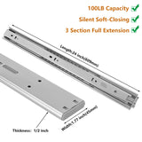 LONTAN 10 Pairs Soft Close Drawer Slides 24 Inch Side Mount Heavy Duty Cabinet Drawer Glides - Ball Bearing Full Extension Kitchen Cabinet Rails 100 LB Capacity