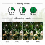 SGLEDs Clip-On Grow Lights for Indoor Plants, 2-in-1 Small Grow Light with One Plug & Auto Timer, 4000K Full Spectrum Dimmable LED Lamp for Potted Houseplants, Seedlings & Lemon Trees