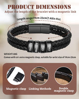 Personalized Braided Leather Bracelets Custom Leather Name Bracelet engraved with 1-6 Names for Men Gifts for Christmas Valentines Fathers Day Birthday Anniversary Boyfriend Grandpa (Black)