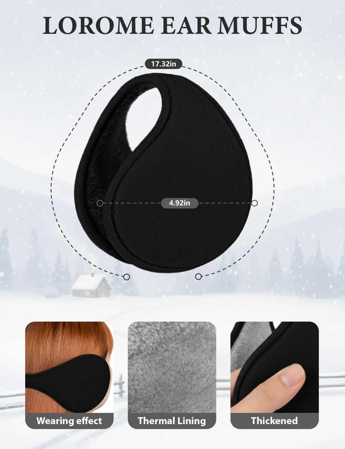 LOROME Winter Beanie Hat Scarf Gloves Set with Ear Muffs Warmer for Women