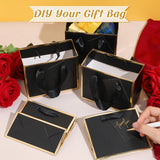 Yeaqee 50 Pcs Mini Metallic Foil Gift Bags with Handles 4x4.75x2.25'' Tiny Thank You Favor Bag with Tag for Christmas Fall Thanksgiving Welcome Wedding Baby Shower Birthday Party(Black, Gold)