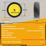 Nuphtun 13 Inch 4.00-6 Flat Free Tire and Wheel Replacement for Gorilla Cart with 5/8" & extra 3/4" Bearings, 4.00-6 Wheelbarrow Tire, 13" Garden Cart Wheels, Trailer Turf Tire, 2 Pack