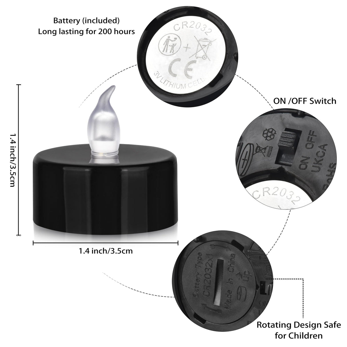 Nancia 50PACK Flameless LED Tea Lights Candles, Realistic and Bright Flickering Long Lasting 200Hours Battery-Powered, Ideal Party, Wedding, Birthday, Gifts Home Decoration Black