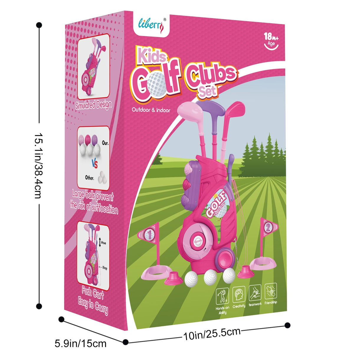 Liberry Toddler Golf Clubs Set Toy for 1 2 3 4 Years Old Girls Boys, Pink
