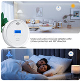 Interlinked Smoke Detector and Carbon Monoxide Detector Combo with LED Indicators, 2 in 1 CO & Smoke Alarm, Battery Operated Wireless Interconnected Smoke and Carbon Monoxide Detectors 3-Pack