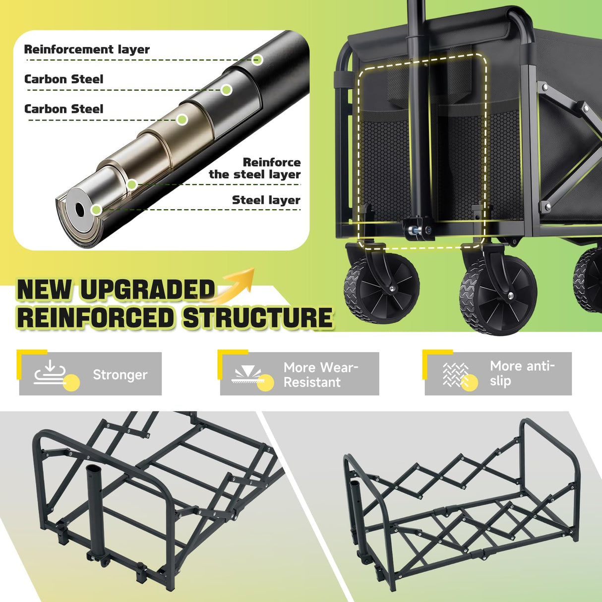 100KG Collapsible Foldable Small Wagon Carts Portable Folding Outdoor Cart