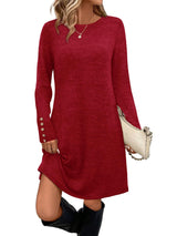 Sweater Dress Long Sleeve Dress for Women Winter Dresses for Women 2025 Winter Clothing Christmas Casual Dresses Red M