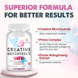 3000 MG Creatine Monohydrate for Women & Men, Creatine Pills with BCAA & Hydrolyzed Collagen Creatine Chews Tablets for Performance & Recovery, Strength, Dragon Fruit Flavor, 90 Tablets