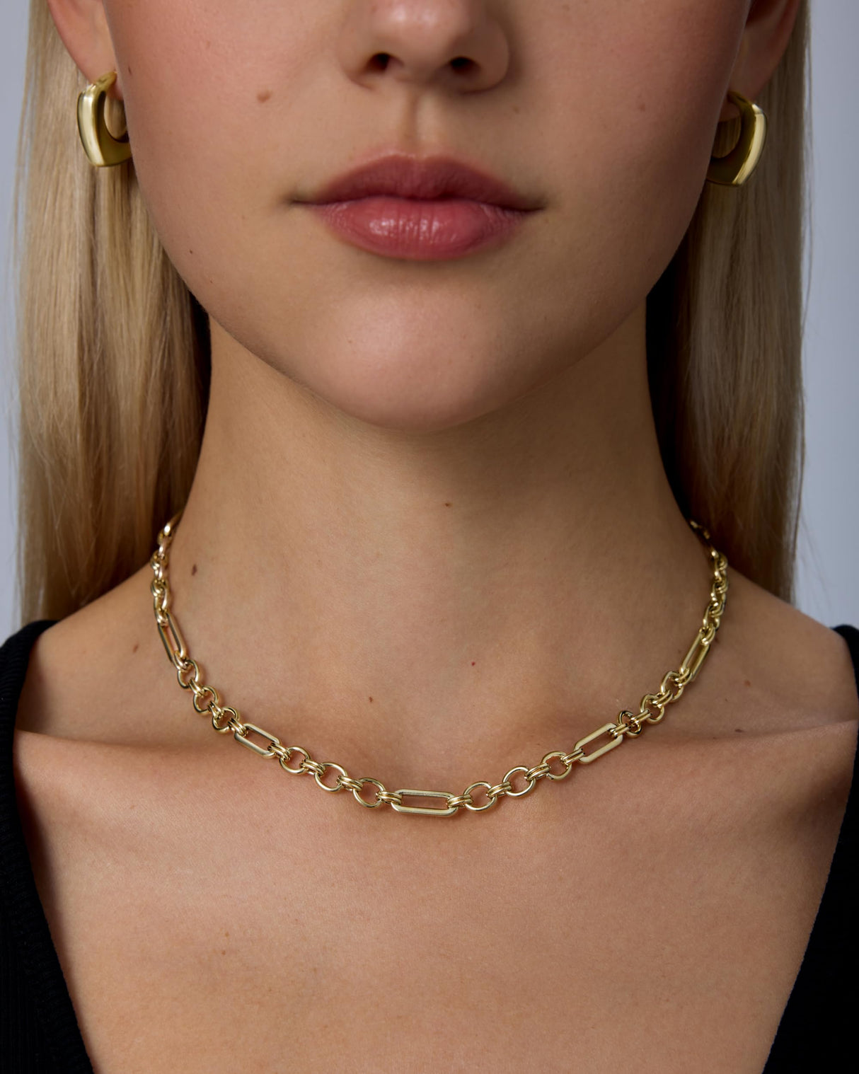 PAVOI Paperclip Chain Necklace, 14K Gold Plated, Yellow Gold, 16" + 2", Y