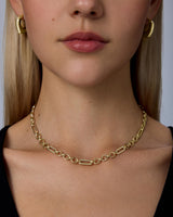 PAVOI Paperclip Chain Necklace, 14K Gold Plated, Yellow Gold, 16" + 2", Y