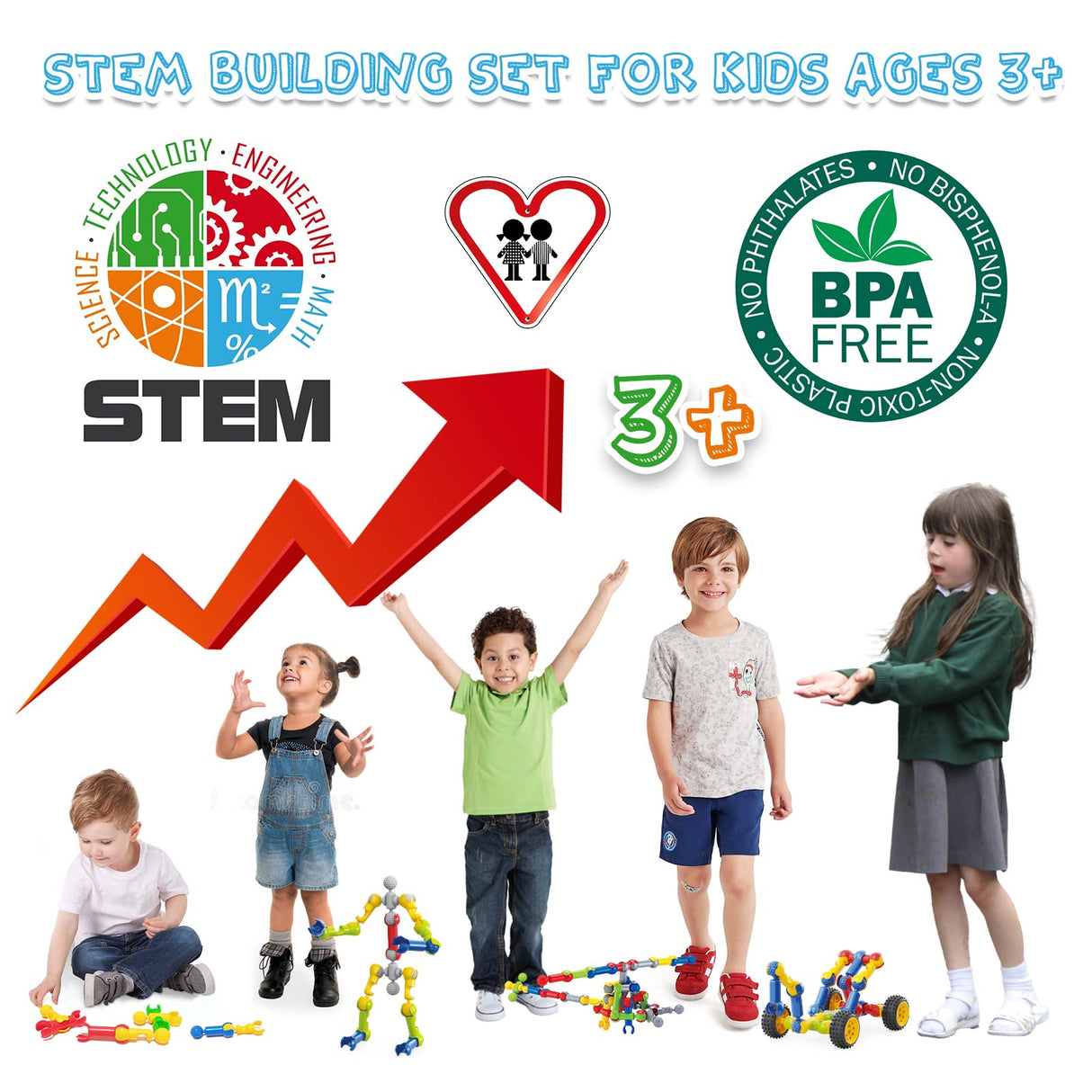 170 Pcs Building Toys for Kids Ages 4-8 with Toy Box Storage, Idea Guide, Building Blocks STEM Toys for 3 4 5 6 7 8 9 Year Old Creative Kids Activity, Christmas Birthday Gifts for Boys Girls