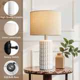 Seealle 23" Modern Ceramic Table Lamps Set of 2 - Table Lamps for Living Room, Farmhouse Bedside Night Stands Lamp for Bedroom, White Nightstand Lamps Set of 2, Desk Lamp for End Table Home Decor