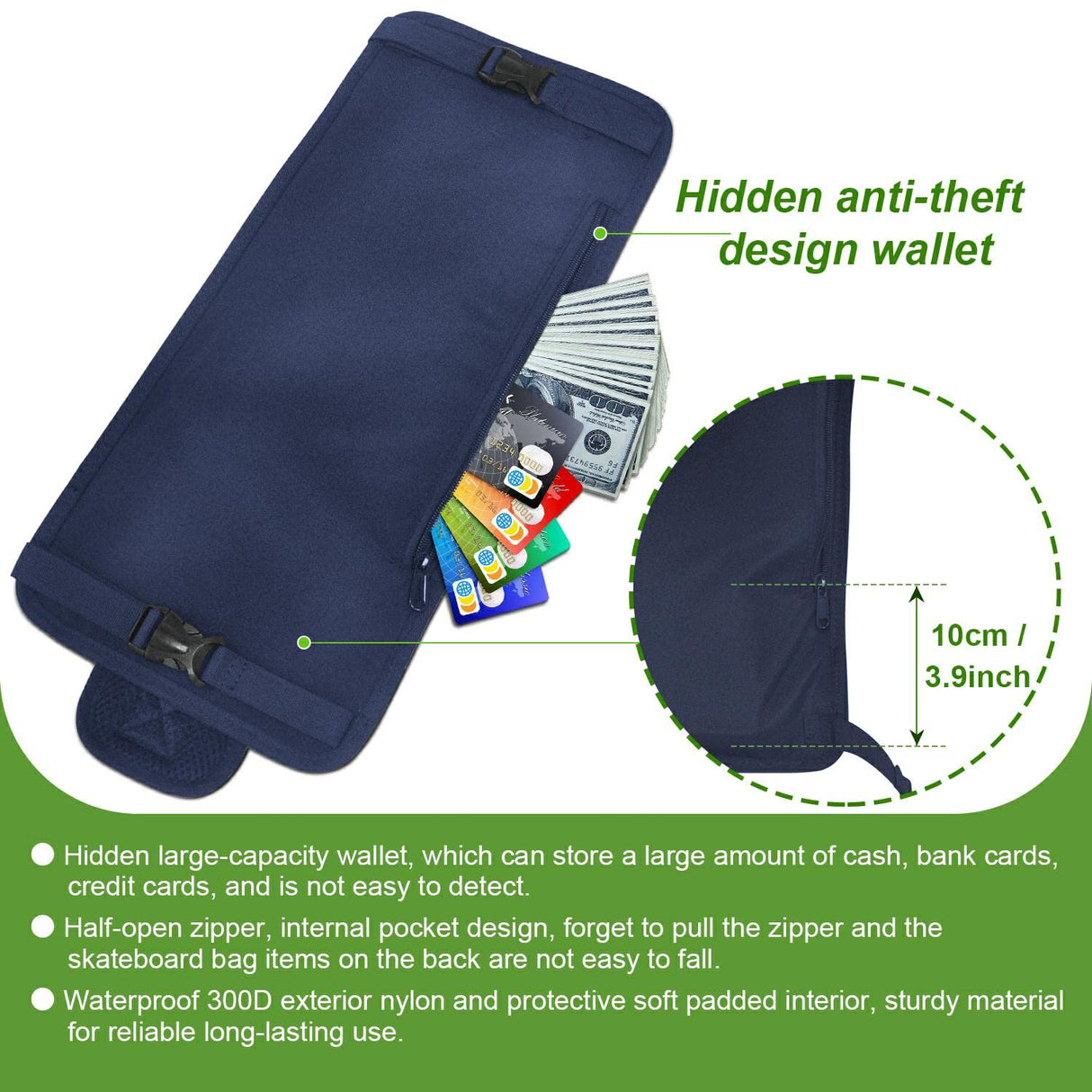 LISEFURE Skateboard Bag Skateboard Strap Backpack Universal Portable Skateboard Bag (blue)