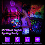 DJPTYGCK 2 in 1 Glow Party Black Light Disco Ball Light with Sound Activated Strobe Dj Party Lights Black Lights, for Halloween Christmas Birthday Decor Classroom Room Family Party Decor