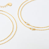 AOZELAN 14K Gold Anklets for Women Gold Anklet Ankle Bracelets for Women Double-Layer Design with Cubic Zirconia Paperclip Ankle Bracelet for Womens 11(9+2) Inches