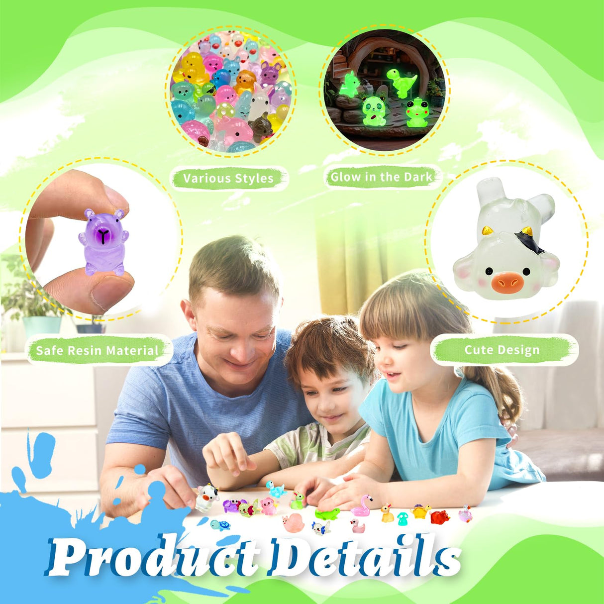 Meediock 150 Pcs Mini Resin Animals Variety Pack Tiny Animals Miniature Figures Luminous Figurines for Dollhouse Micro Landscape Aquarium Potted Fairy Garden DIY Decor