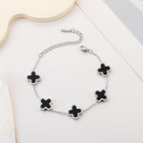 TICVRSS Silver Chain Bracelet Set Gold/White/Black Clover Bracelets for Women Four Leaf Lucky Bracelets Jewelry Gifts for Women 3Pcs