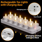 GenSwin Rechargeable Tea Lights Candles Remote Timer Charging Base White