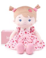 LeyaDoll Soft Baby Doll Toys (16''), My First Baby Rag Doll for 1 Year-Old Girl Birthday Gift, Christmas Plush Toys Gift for Toddler Kids Infants-Strawberry-Girl
