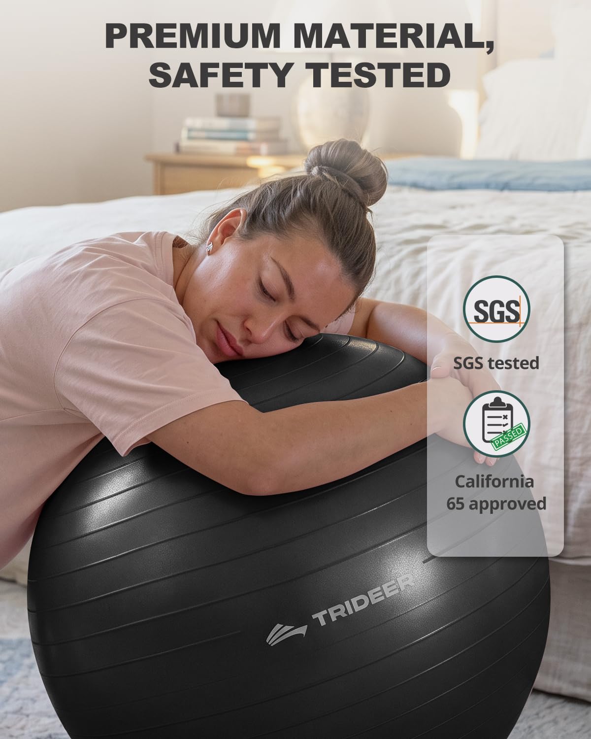 Trideer Yoga Ball for Exercise, Pregnancy, Exercise Ball, Pump Included
