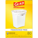 Glad Small Trash Bags 8 Gallon, Fragrance Free Garbage Bags, Odor Resistant with Drawstring, 80 Count