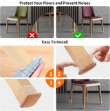 Ezprotekt 24 Pcs Clear Square Chair Leg Floor Protectors with Felt, Silicone Felt Furniture Pads for Hardwood Floor, Dining Table Leg Caps Covers No Scratches and Noise (L Fit: 1.1" - 1.34")