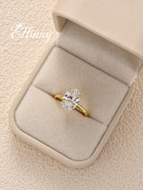 Effinny 3.5 Carat Elongated Oval Cut Engagement Ring for Women,925 Sterling Silver Solitaire Promise Ring (3.5ct,Golden, 5)
