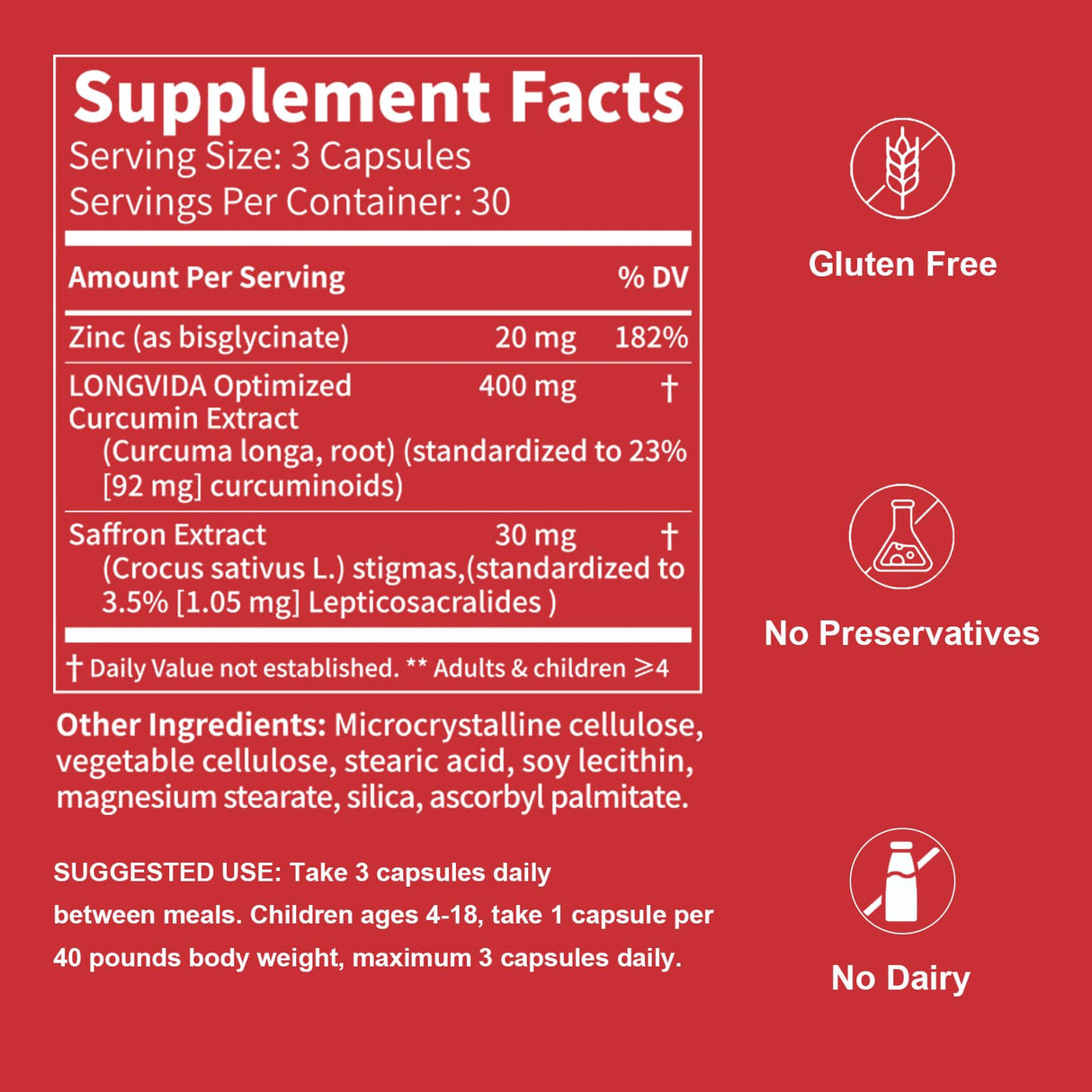 Lumilean Happy Saffron Supplements, Optimized Organic Saffron Extract, Curcumin & Zinc, Vegan Gluten Free Non-GMO Capsules May Support Mood, Focus, Vision, Eye Health for Women & Men 90 Capsules