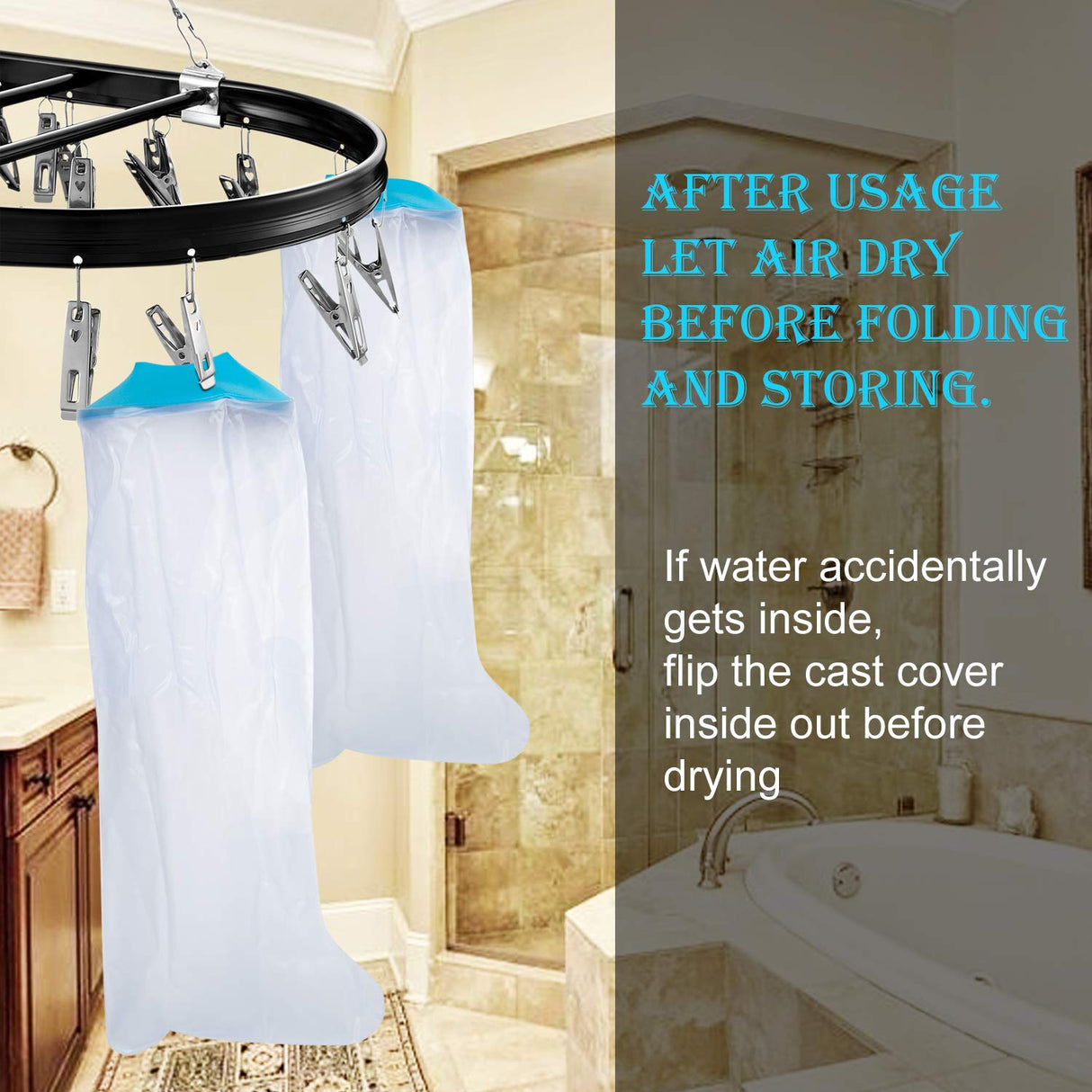 Waterproof Cast Covers for Shower Leg Adult Full long leg Protection to Wounds, Keeps Cast and Bandage Dry Bath,Watertight Cast Bag Showering for Surgery Foot, Ankle, Knee Burns Reusable